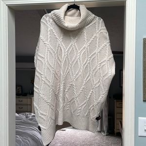 Oversized Cable Knit Poncho